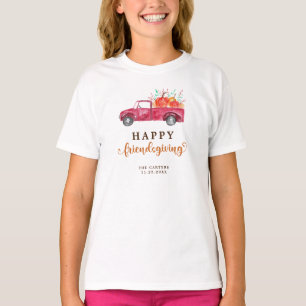 Red Truck Pumpkin Friendsgiving Fallskript Niedlic T-Shirt