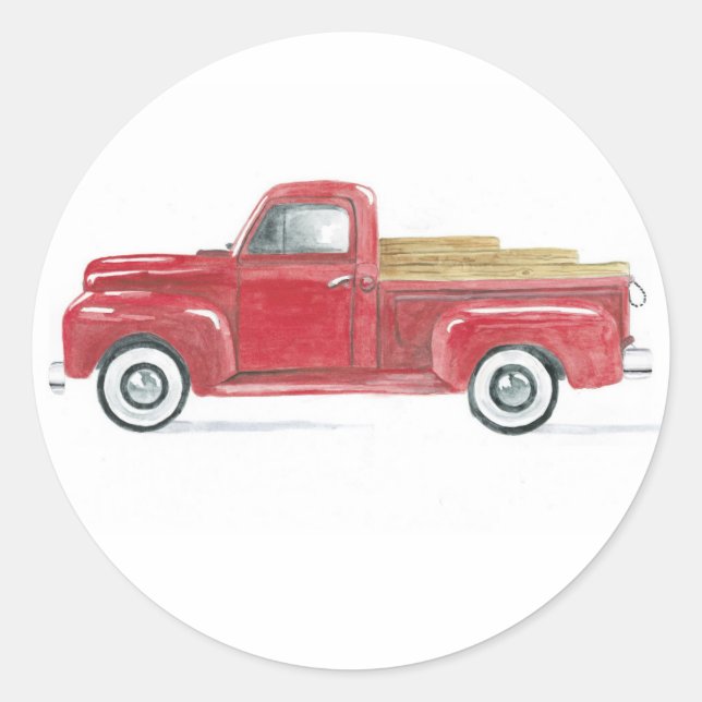 Red Truck Siegel Runder Aufkleber (Vorderseite)