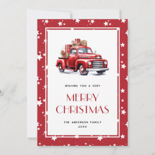Red Truck Snow Stars Joyeuses Cartes de Noël