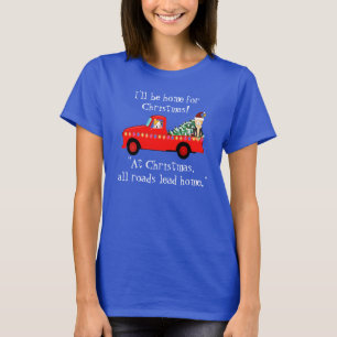 Red Truck und Katzen Weihnachtsblau T-Shirt