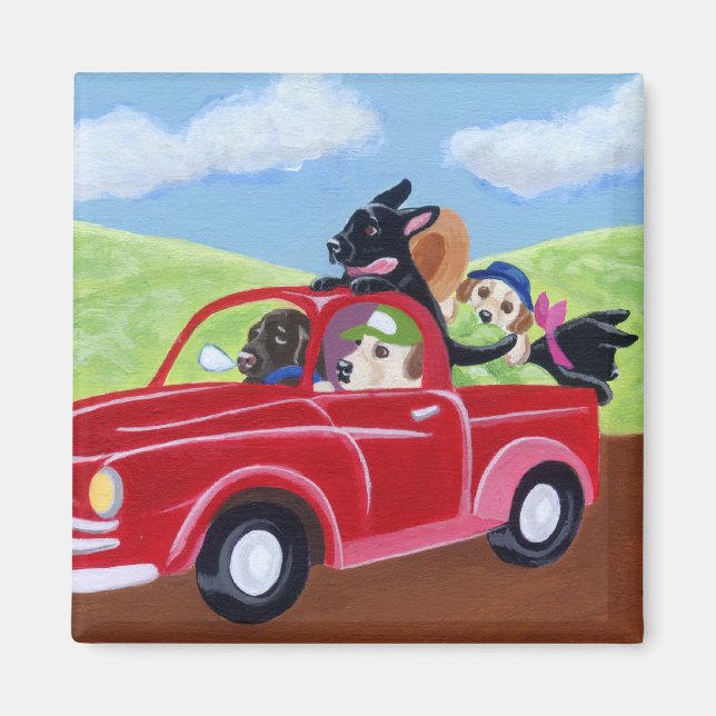 Red Truck und Labradors Magnet (Vorne)