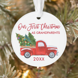 Red Truck Unsere ersten Weihnachten als Großeltern Ornament