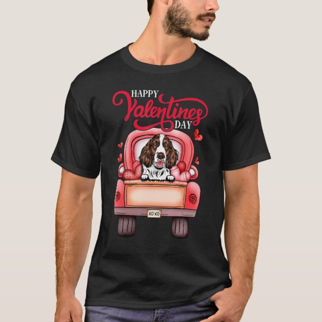 Red Truck Valentines Day English Springer Spaniel T-Shirt (Vorderseite)