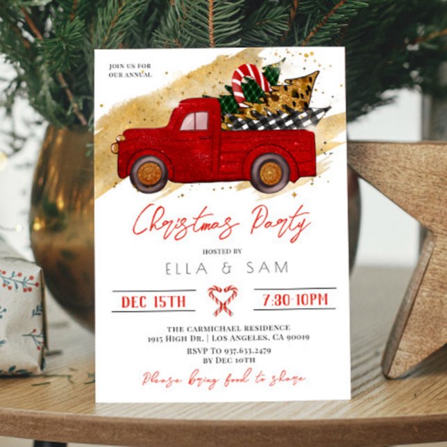 Red Truck Weihnachts-Party Einladung (Von Creator hochgeladen)