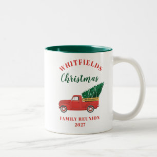 Red Truck Weihnachtsfamilie Wiedersehen Custom Zweifarbige Tasse
