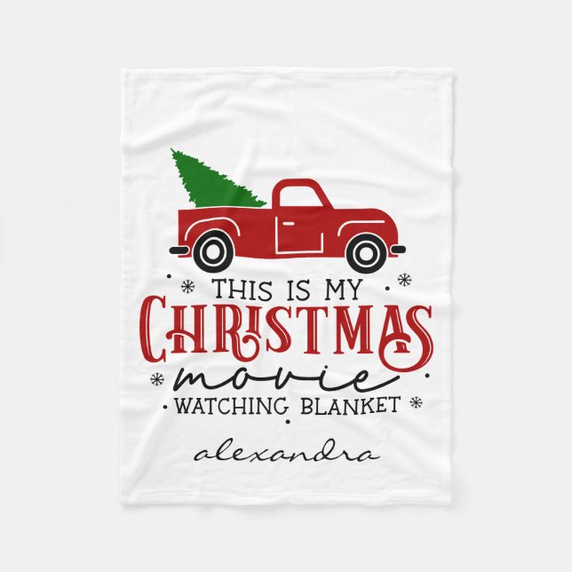 Red Truck Weihnachtsfilm Watching Blanket Name Fleecedecke (Vorderseite)