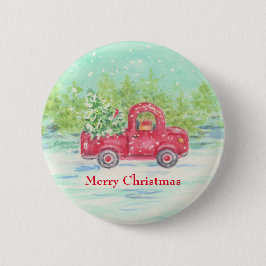 Red Truck Weihnachtsknopf Button