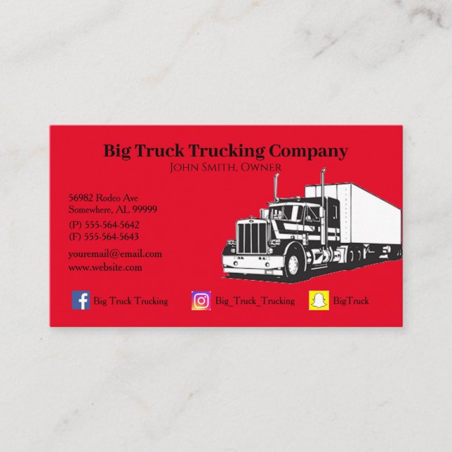 Red Trucking Company Visitenkarte (Vorderseite)
