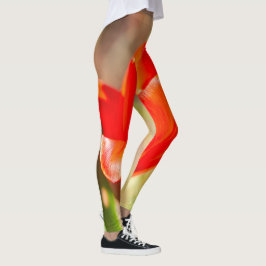 Red Tulip Blossom Leggings