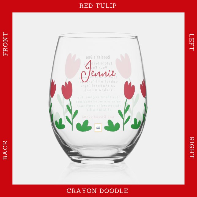 Red Tulip Blume Crayon Doodles mit Iftar Dua Weinglas Ohne Stiel (Von Creator hochgeladen)