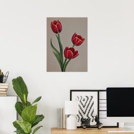 Red Tulip Blume Poster