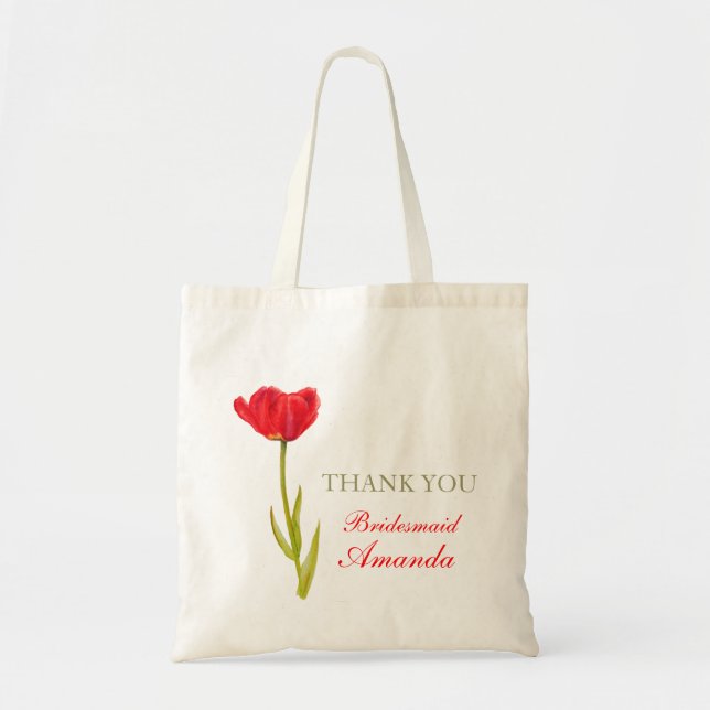 Red tulip flower art wedding bridesmaid bag tragetasche (Vorne)