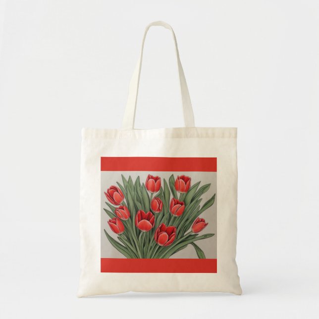 Red Tulip Watercolor Blume Tragetasche (Vorne)