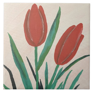 Red Tulips Fliese
