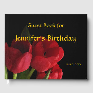 Red Tulips Floral Birthday Party Gästebuch