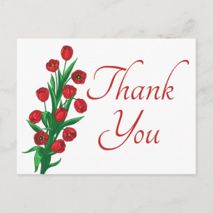 Red Tulips Floral Vielen Dank Hochzeitblumen Postkarte