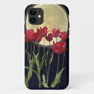 Red Tulips & Moon Art iPhone 5 Coque