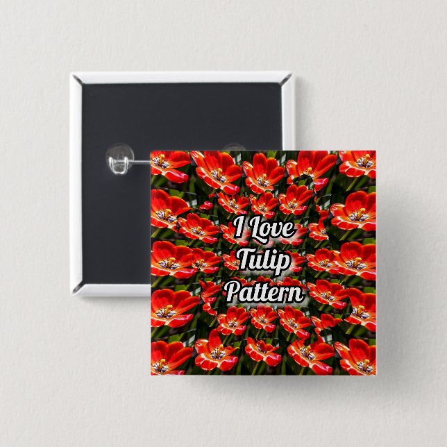 Red Tulips Pattern Button (Vorne & Hinten)