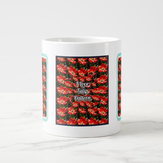 Red Tulips Pattern Jumbo-Tasse (Vorderseite)