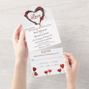 Red Tulips Spring Liebe Hochzeit All In One Einladung