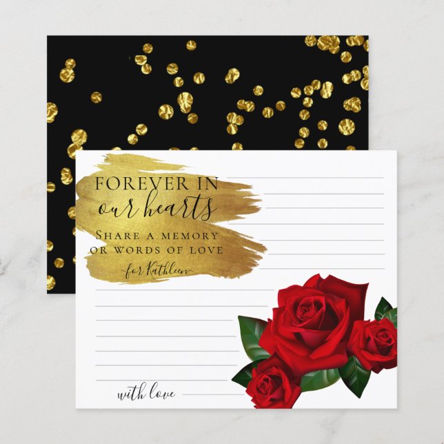 Red Turkish Rose Share a Memory Beerdigung Card (Vorne/Hinten)