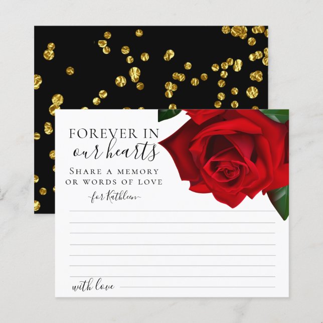 Red Turkish Rose Share a Memory Beerdigung Card (Vorne/Hinten)