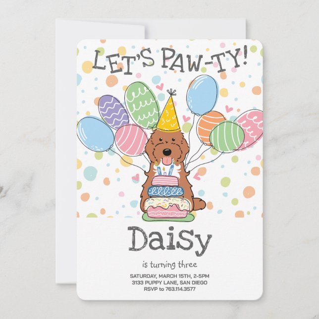 Red Tuxedo Cockapoo Cavapoo Dog Birthday Party Einladung (Vorderseite)