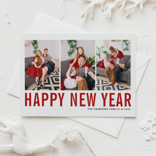 Red Typografy Happy New Year FotoCollage Feiertagskarte