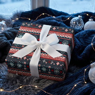 Red Ugge Christmas Sweater Fair Isle Gift Wrap Geschenkpapier