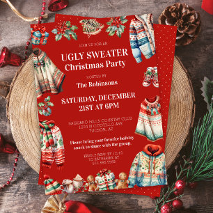 Red Ugge Christmas Sweater Jumper Holiday Party Einladung
