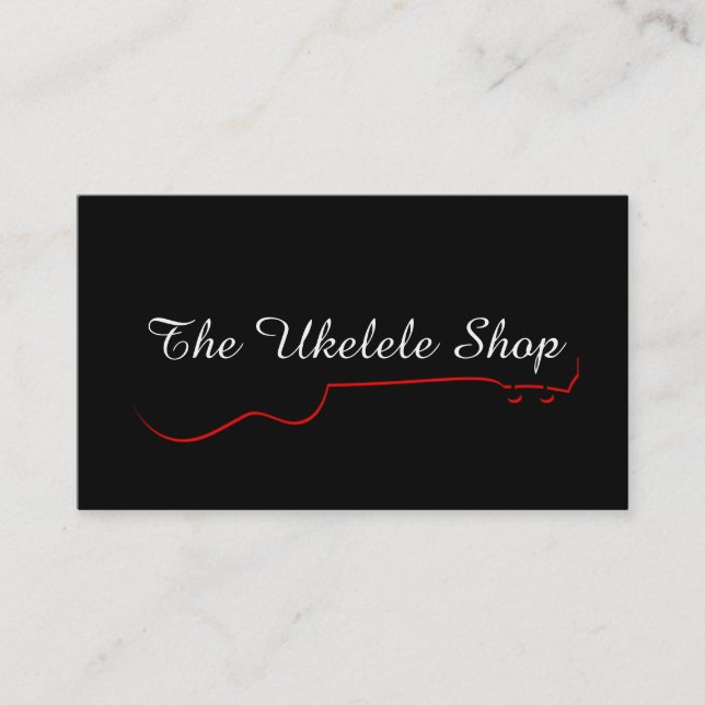 Red Ukulele Contour Business Card Visitenkarte (Vorderseite)