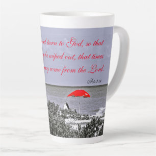 Red Umbrella Actes 2:19 Latte Mug