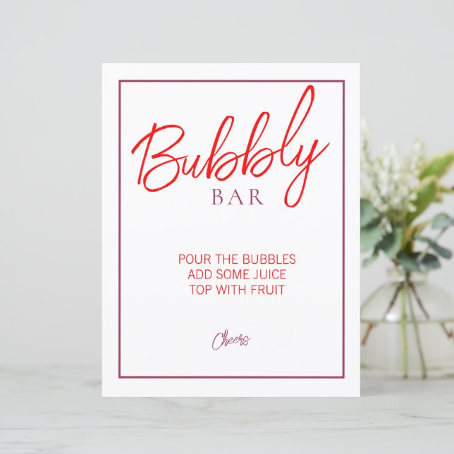 Red und Maroon Bubbly Bar Sign (Stehend Vorderseite)