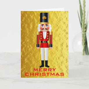 Red und White Nutcracker auf Imitats Gold personal Feiertagskarte