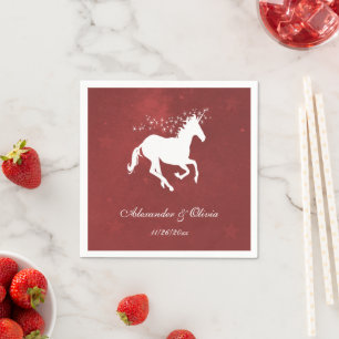 Red Unicorn Brautparty Napkin Serviette