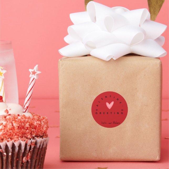 Red Valentine Greetings Sticker (Party)