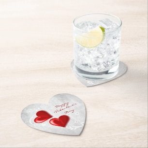 Red Valentine Hearts Paper Untersetzer