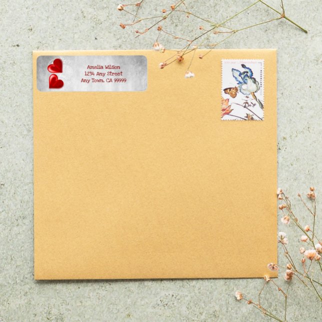 Red Valentine Hearts Rücksendeadresse (Red Valentine Hearts Return Address Label)