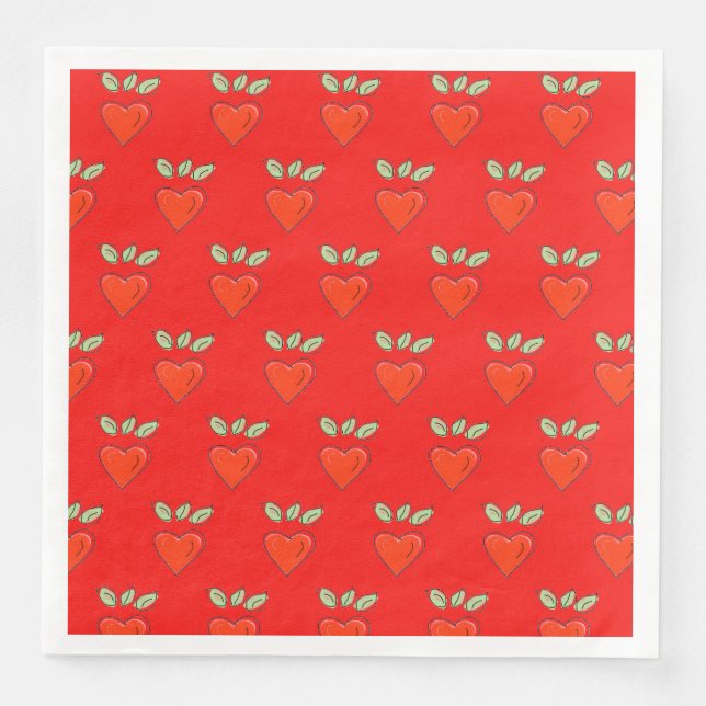 Red Valentine Hearts Serviette (Vorderseite)