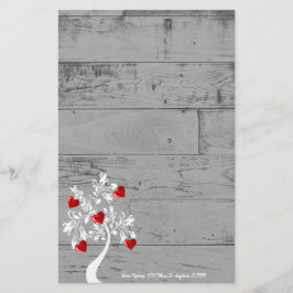 Red Valentine Hearts Tree papeterie personnalisée