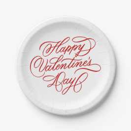 Red Valentines Day Elegant Calligraphy Pappteller