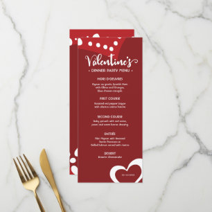 Red Valentine's Day Hearts Custom Dinner Party Menükarte