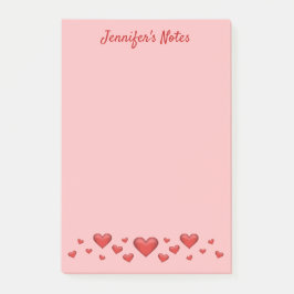 Red Valentine's Day Hearts & Custom Text Post-it Klebezettel
