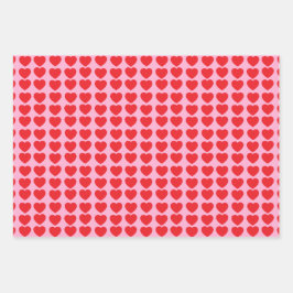 Red Valentines Hearts Geschenkpapier Set