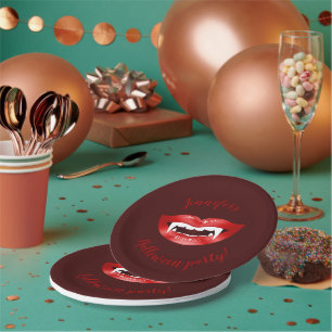 Red Vampire Mouth mit benutzerdefiniertem Hallowee Pappteller