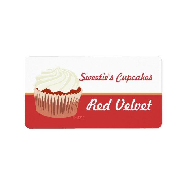Red Velvet Cupcake Labels Adressaufkleber (Vorne)