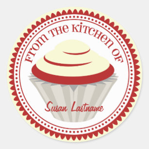 Red Velvet Cupcake Personalisiert Kitchenette Runder Aufkleber