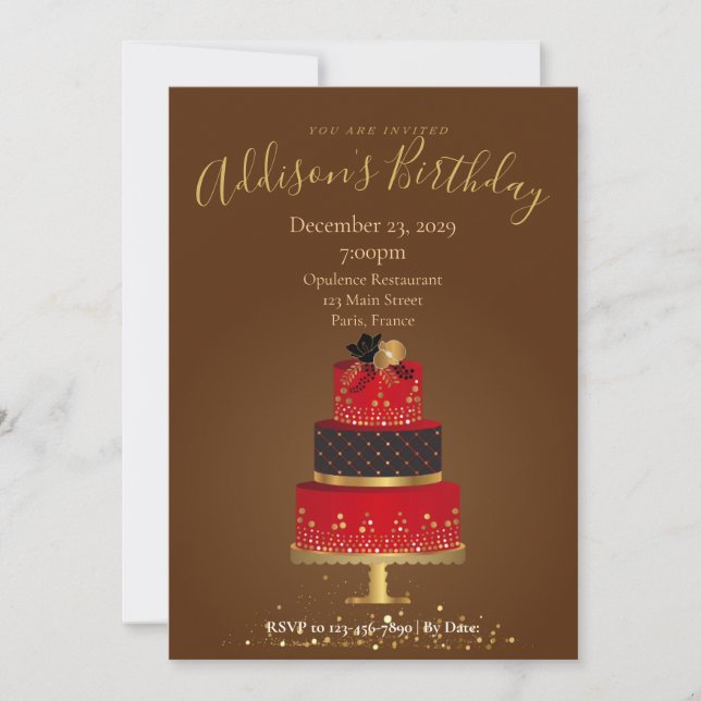 Red Velvet Custom Birthday Invitation Card (Devant)