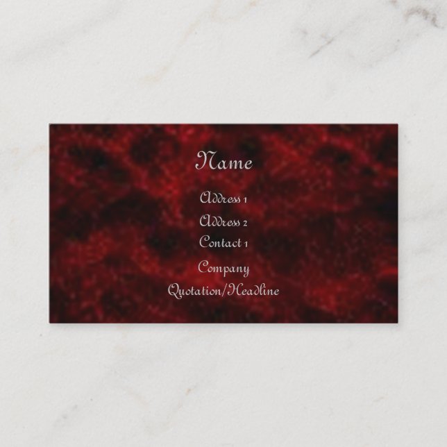Red Velvet Gothic Business Card Visitenkarte (Vorderseite)