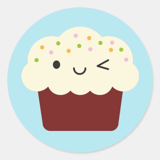 Red Velvet Kawaii Cupcake Runder Aufkleber (Vorderseite)